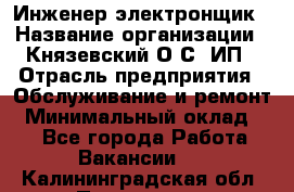 Инженер-электронщик › Название организации ­ Князевский О.С, ИП › Отрасль предприятия ­ Обслуживание и ремонт › Минимальный оклад ­ 1 - Все города Работа » Вакансии   . Калининградская обл.,Приморск г.